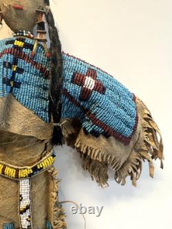 Antique Native American Lakota (Sioux) Indian Beaded Doll 18 Inches Late 1800s