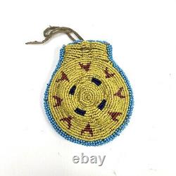Antique Native American Leather Handcrafted Beaded Medicine Pouch New Mexico