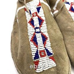 Antique Native American Leather Handcrafted Beaded Moccasins New Mexico Indian