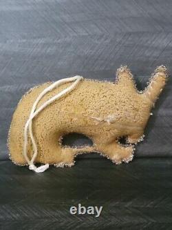 Antique Native American North Plains Beaded Armadillo Leather Fetish Amulet Rare