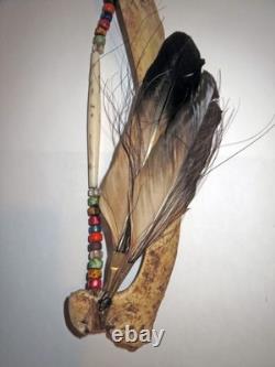 Antique Native American PLAINS INDIAN BUFFALO RIB DANCE BOW Beaded TRADE BEAD