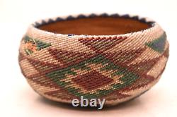 Antique Native American Paiute Indian Fully Beaded Basket Colorful 5.5 VTG