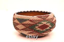 Antique Native American Paiute Indian Fully Beaded Basket Colorful 5.5 VTG