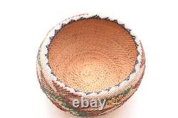 Antique Native American Paiute Indian Fully Beaded Basket Colorful 5.5 VTG