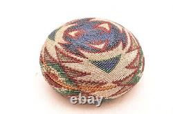 Antique Native American Paiute Indian Fully Beaded Basket Colorful 5.5 VTG