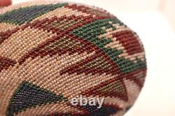 Antique Native American Paiute Indian Fully Beaded Basket Colorful 5.5 VTG