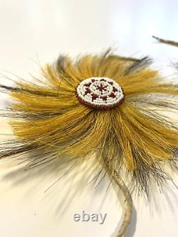 Antique Native American Plains Indian Beaded Armbands Porcupine Hair RARE