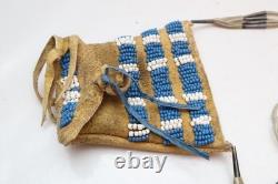 Antique Native American Plains Indian Beaded Lakota Sioux Tobacco Bag 7.5