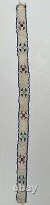Antique Native American Plains Indian Seed Beaded Belt Strap Headband Hatband