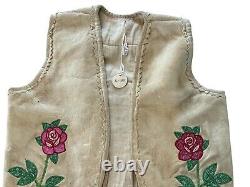 Antique Native American Plateau Women's Beaded Hide Vest Rose & Elk Design