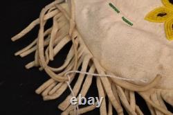 Antique Native American Santee Sioux Beaded Leather Floral Bag Pouch 10