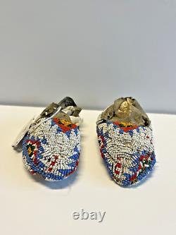 Antique Native American Sioux Indian Beaded Baby Moccasins 1870s to 1910