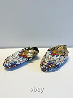 Antique Native American Sioux Indian Beaded Baby Moccasins 1870s to 1910