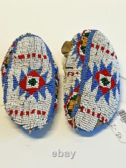 Antique Native American Sioux Indian Beaded Baby Moccasins 1870s to 1910