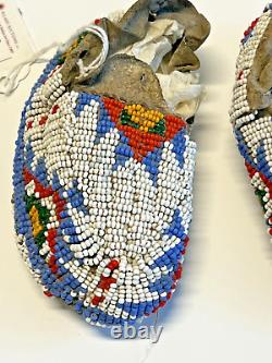 Antique Native American Sioux Indian Beaded Baby Moccasins 1870s to 1910