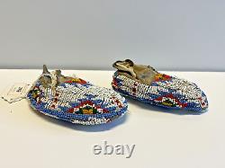 Antique Native American Sioux Indian Beaded Baby Moccasins 1870s to 1910