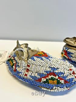 Antique Native American Sioux Indian Beaded Baby Moccasins 1870s to 1910