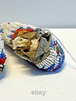 Antique Native American Sioux Indian Beaded Baby Moccasins 1870s to 1910