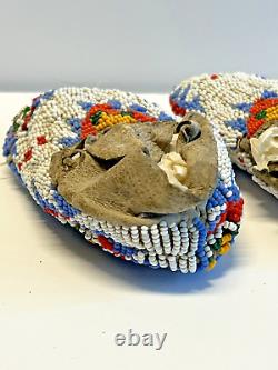 Antique Native American Sioux Indian Beaded Baby Moccasins 1870s to 1910