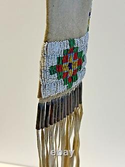 Antique Native American Sioux Indian Beaded Short Tobacco Bag 1880's To 1900's