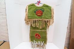 Antique Native American Sioux Indian beaded childs Dance dress & Over shirt