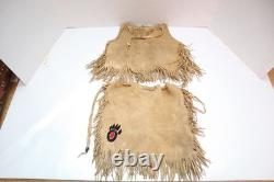 Antique Native American Sioux Indian beaded hide child Dance dress & Over shirt