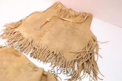 Antique Native American Sioux Indian beaded hide child Dance dress & Over shirt