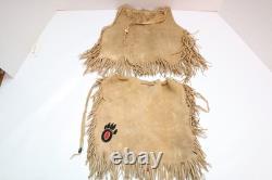 Antique Native American Sioux Indian beaded hide child Dance dress & Over shirt
