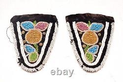 Antique Native American Woodlands Indian Beaded Bag Pouch Panels