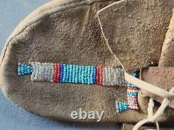 Antique Native American beaded moccasins Shoshone leather deerskin Bannock Crow