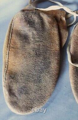 Antique Native American beaded moccasins Shoshone leather deerskin Bannock Crow