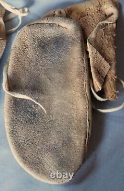 Antique Native American beaded moccasins Shoshone leather deerskin Bannock Crow