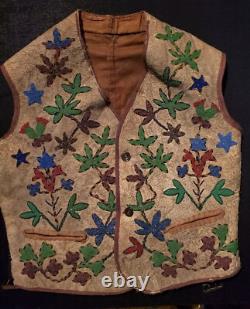Antique OLD Native American Indian beaded Dakota Eastern Sioux vest 19th c