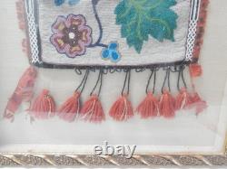 Antique Ojibway Beaded Bandolier Bag / Pouch Professionally Framed