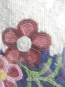 Antique Ojibway Beaded Bandolier Bag / Pouch Professionally Framed