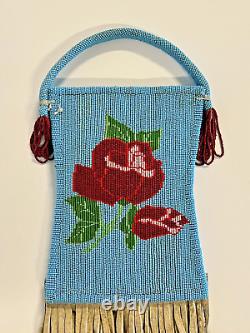 Antique Original Beaded Native American Indian Mirror Bag Early 1900's