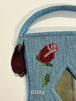 Antique Original Beaded Native American Indian Mirror Bag Early 1900's