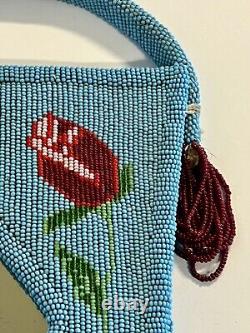 Antique Original Beaded Native American Indian Mirror Bag Early 1900's