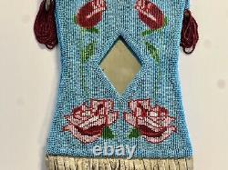 Antique Original Beaded Native American Indian Mirror Bag Early 1900's