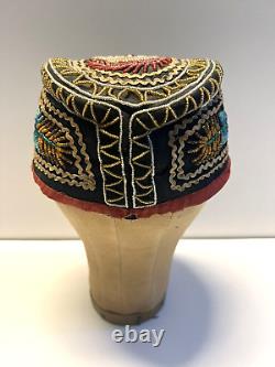 Antique Original Native American Beaded Iroquois Mohawk Glengarry Hat 1880s