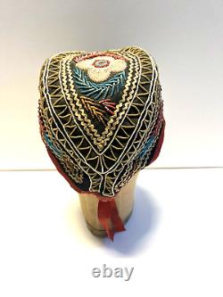 Antique Original Native American Beaded Iroquois Mohawk Glengarry Hat 1880s