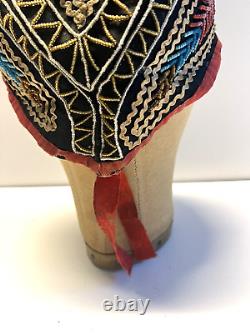 Antique Original Native American Beaded Iroquois Mohawk Glengarry Hat 1880s