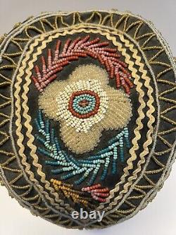 Antique Original Native American Beaded Iroquois Mohawk Glengarry Hat 1880s