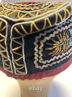 Antique Original Native American Beaded Iroquois Mohawk Glengarry Hat 1880s