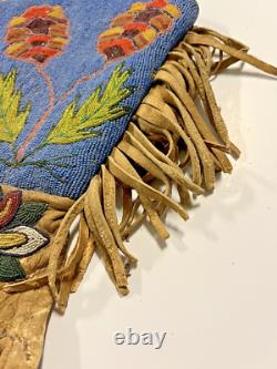 Antique Original Native American Indian Beaded Gloves Gauntlets 1890s-1900s