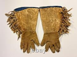 Antique Original Native American Indian Beaded Gloves Gauntlets 1890s-1900s