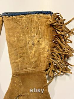 Antique Original Native American Indian Beaded Gloves Gauntlets 1890s-1900s