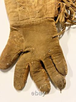 Antique Original Native American Indian Beaded Gloves Gauntlets 1890s-1900s