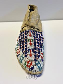 Antique Original Native American Indian Beaded Moccasins Late 1880's Lot K