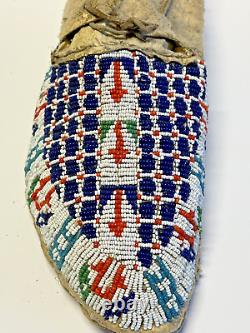 Antique Original Native American Indian Beaded Moccasins Late 1880's Lot K